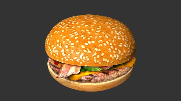 Klasik pastırma peynirli hamburger sulu izole