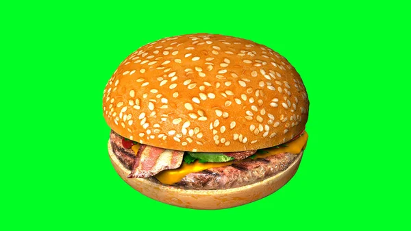 Klassischer Speckkäse-Burger isoliert saftig — Stockfoto