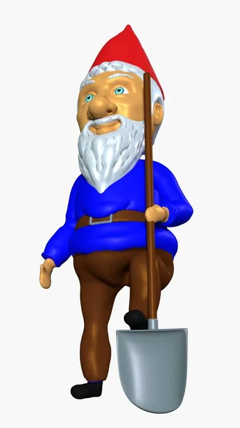 Bahçenizde koruyucusu. Folklorik Almanya bahçe bebek. Bahçe uyanık. 3D render illüstrasyon.