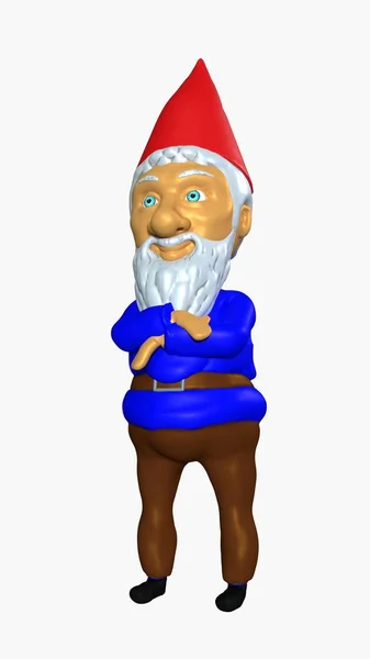 Bahçenizde koruyucusu. Folklorik Almanya bahçe bebek. Bahçe uyanık. 3D render illüstrasyon.