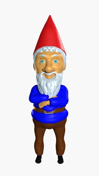 Bahçenizde koruyucusu. Folklorik Almanya bahçe bebek. Bahçe uyanık. 3D render illüstrasyon.