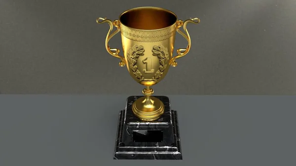 Shiny Trophy Championship Isolated Background Dark Light Backgrounds — Stock Photo, Image
