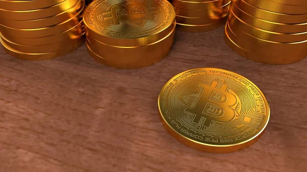 Bitcoin altın sikke 3d render illüstrasyon. Dijital para.