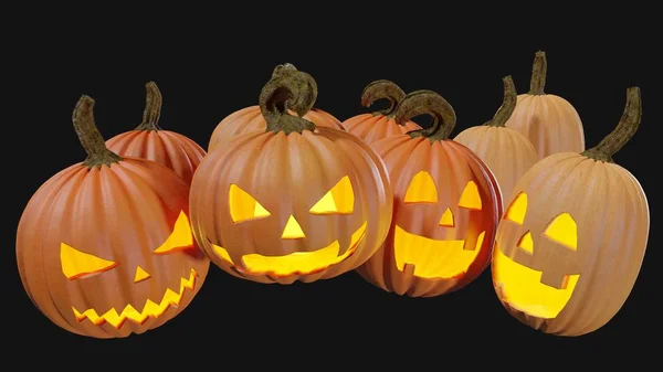Cadılar Bayramı pumpking çizimi düğün için oyulmuş. Jack o fener 3d render.
