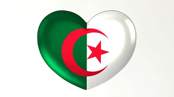Pulsante Forma Cuore Pin Illustrazione Rendere Bandiera Love Algeria — Foto Stock