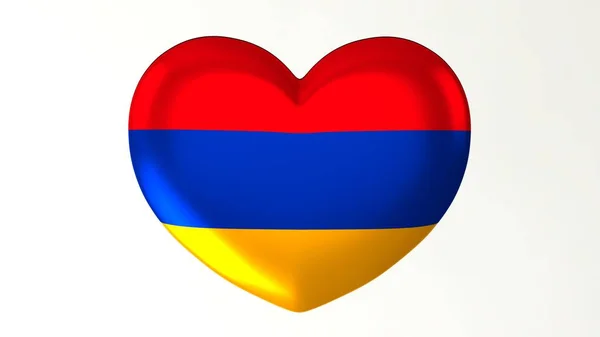 Tvaru Srdce Tlačítko Pin Ilustrace Vykreslení Vlajka Miluji Arménii — Stock fotografie