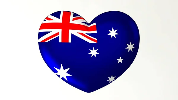 Tvaru Srdce Tlačítko Pin Ilustrace Vykreslení Vlajka Miluji Austrálie — Stock fotografie