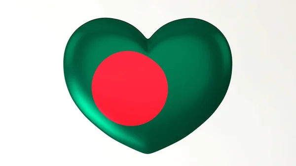 Hjärtformade Knappen Pin Illustration Render Flagga Jag Älskar Bangladesh — Stockfoto