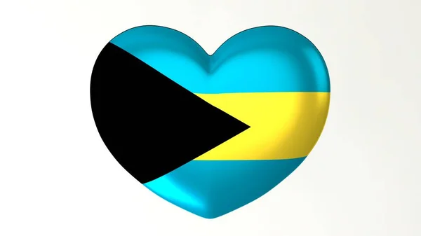 Botón Forma Corazón Pin Ilustración Bandera Renderizado Love Bahamas —  Fotos de Stock