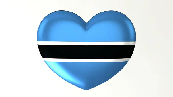 Tvaru Srdce Tlačítko Pin Ilustrace Vykreslení Vlajka Miluji Botswana — Stock fotografie