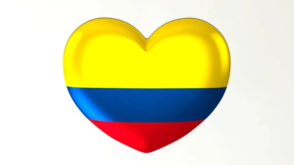 Tvaru Srdce Tlačítko Pin Ilustrace Vykreslení Vlajka Miluji Kolumbie — Stock fotografie