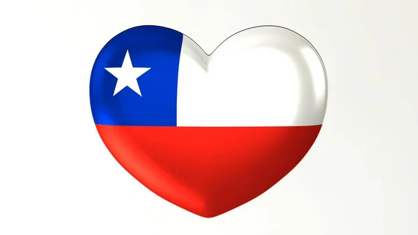 Botón Forma Corazón Pin Ilustración Renderizar Bandera Love Chile — Foto de Stock