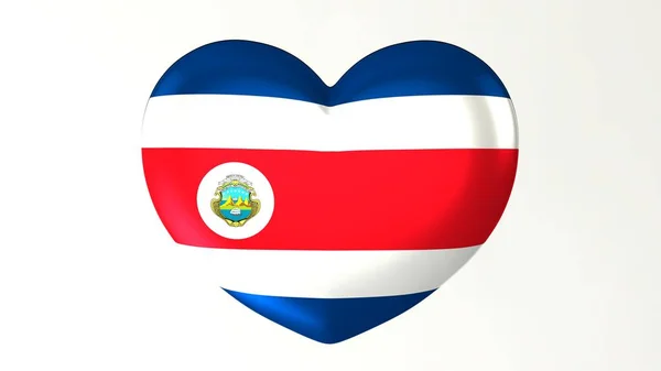 Botón Forma Corazón Pin Ilustración Bandera Renderizado Encanta Costa Rica — Foto de Stock