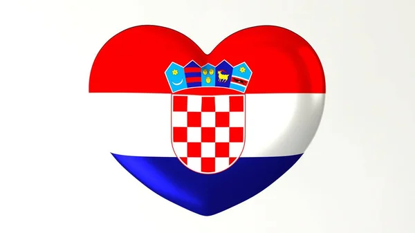 Heart Shaped Button Pin Illustration Render Flag Love Croatia — Stock Photo, Image