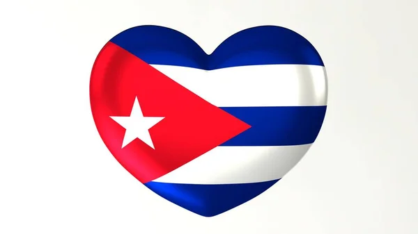 Kalp Şeklindeki Düğme Pin Çizim Render Bayrak Küba Seviyorum — Stok fotoğraf