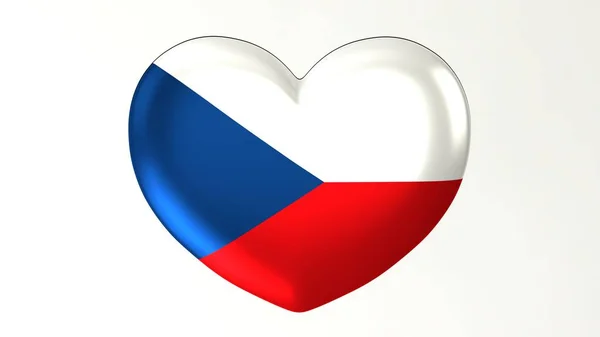 Kalp Şeklindeki Düğme Pin Çizim Render Seviyorum Bayrak Çek Cumhuriyeti — Stok fotoğraf