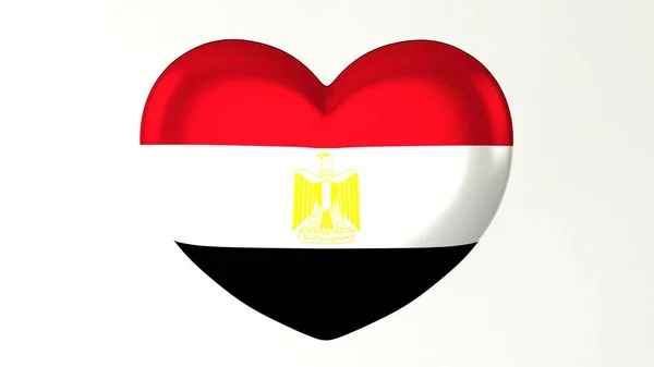 Kalp Şeklindeki Düğme Pin Çizim Render Bayrak Mısır Seviyorum — Stok fotoğraf