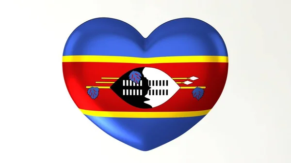 Tvaru Srdce Tlačítko Pin Ilustrace Vykreslení Vlajka Miluji Eswatini — Stock fotografie