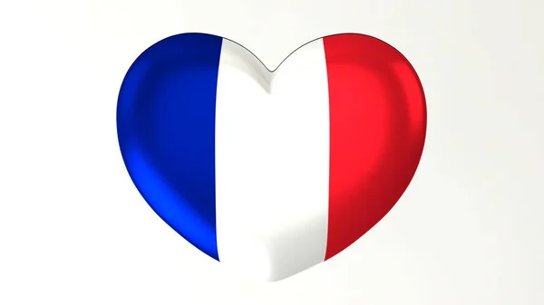 Pulsante Forma Cuore Pin Illustrazione Rendering Flag Love France — Foto Stock