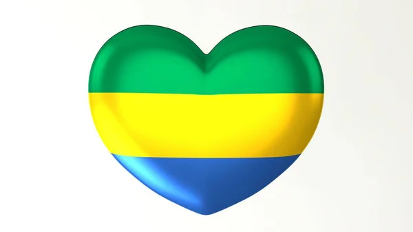 Herzförmige Taste Pin Abbildung Rendern Flagge Ich Liebe Gabon — Stockfoto