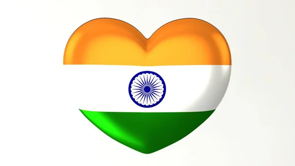 Botón Forma Corazón Pin Ilustración Bandera Renderizado Encanta India — Foto de Stock