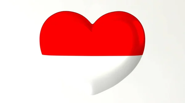 Pulsante Forma Cuore Pin Illustrazione Renderizzare Bandiera Love Indonesia — Foto Stock