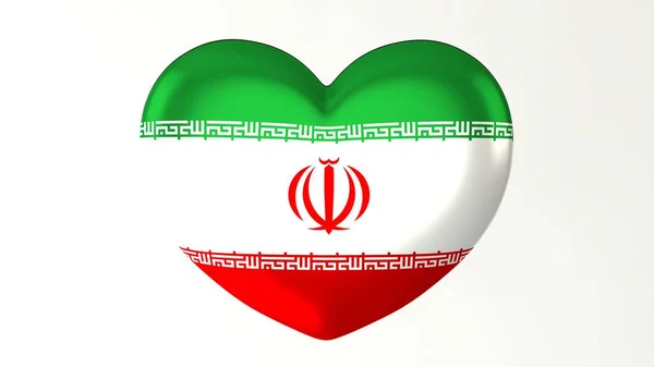 Kalp Şeklindeki Düğme Pin Çizim Render Bayrağı Iran Seviyorum — Stok fotoğraf