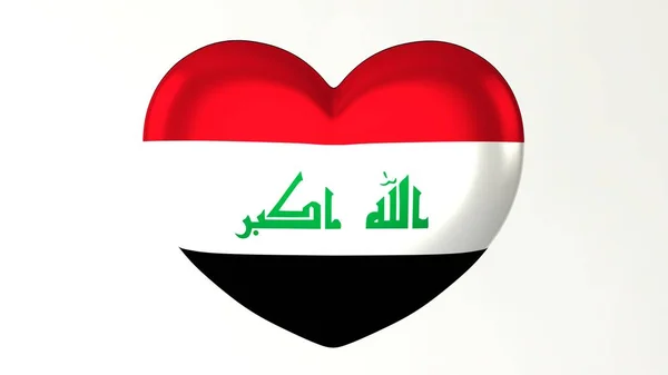 Kalp Şeklindeki Düğme Pin Çizim Render Bayrak Irak Seviyorum — Stok fotoğraf