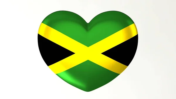Coração Forma Botão Pin Ilustração Renderizar Bandeira Amo Jamaica — Fotografia de Stock
