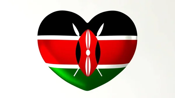 Kalp Şeklindeki Düğme Pin Çizim Render Bayrak Kenya Seviyorum — Stok fotoğraf