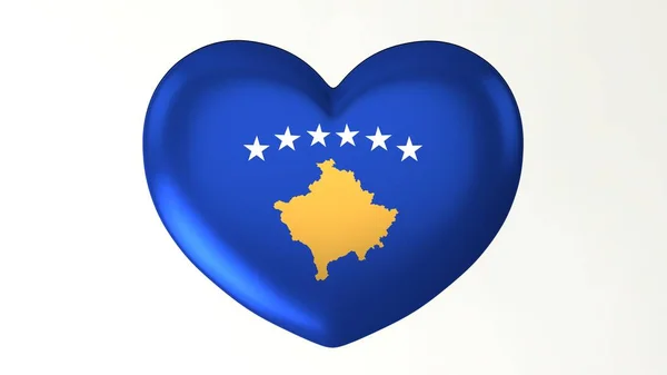 Hjärtformade Knappen Pin Illustration Render Flagga Jag Älskar Kosovo — Stockfoto