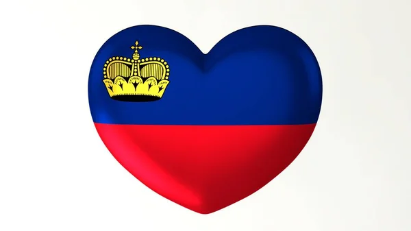 Heart Shaped Button Pin Illustration Render Flag Love Liechtenstein — Stock Photo, Image