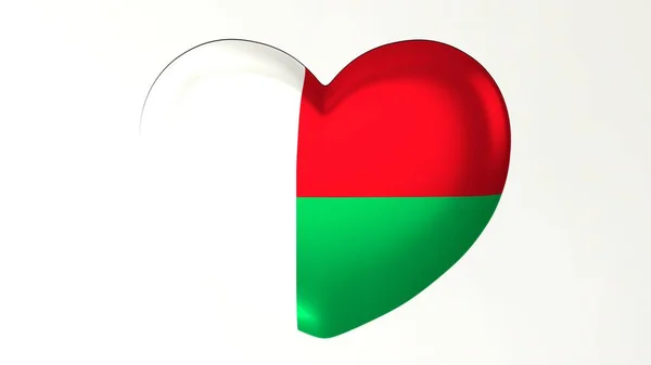 Heart Shaped Button Pin Illustration Render Flag Love Madagascar — Stock Photo, Image