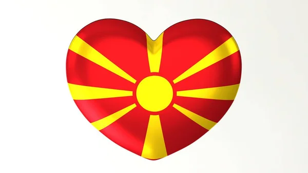 Σχήμα Καρδιάς Κουμπί Pin Απεικόνιση Καθιστούν Σημαία Αγαπώ Μακεδονία — Φωτογραφία Αρχείου