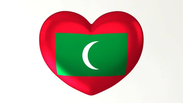 Σχήμα Καρδιάς Κουμπί Pin Απεικόνιση Render Σημαία Αγαπώ Μαλδίβες — Φωτογραφία Αρχείου