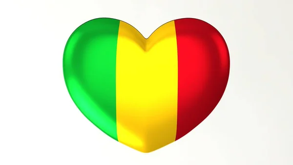 Кнопка Форме Сердца Принтере Изображает Флаг Который Люблю Мали — стоковое фото