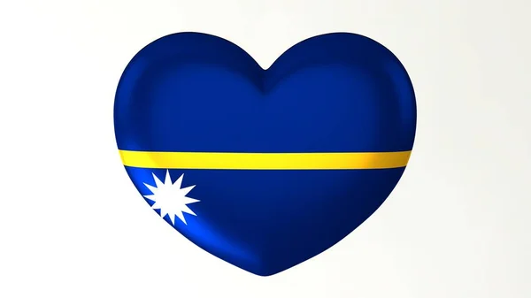 Heart Shaped Button Pin Illustration Render Flag Love Nauru — Stock Photo, Image
