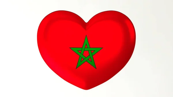 Pulsante Forma Cuore Pin Illustrazione Rendere Bandiera Love Morocco — Foto Stock