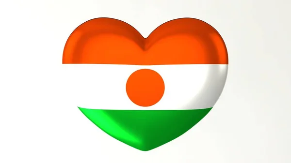 Botón Forma Corazón Pin Ilustración Bandera Renderizado Encanta Níger —  Fotos de Stock