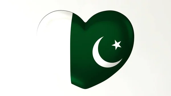 Pulsante Forma Cuore Pin Illustrazione Rendere Bandiera Love Pakistan — Foto Stock