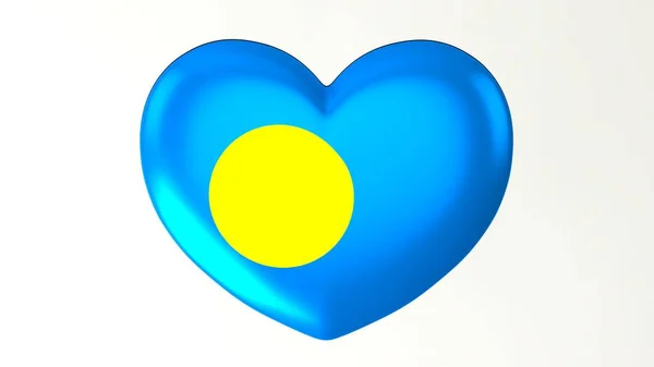 Botón Forma Corazón Pin Ilustración Bandera Renderizado Love Palau —  Fotos de Stock