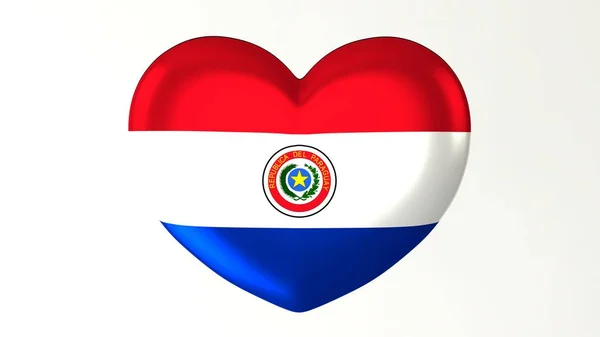 Pulsante Forma Cuore Pin Illustrazione Rendering Flag Love Paraguay — Foto Stock