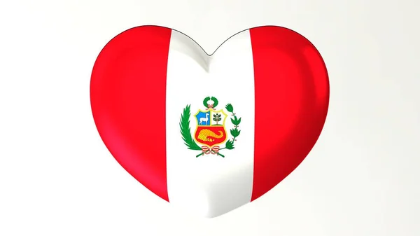 Кнопка Форме Сердца Принтере Изображает Флаг Который Люблю Перу — стоковое фото
