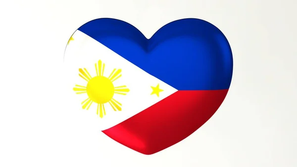 Botón Forma Corazón Pin Ilustración Bandera Renderizado Love Philippines —  Fotos de Stock