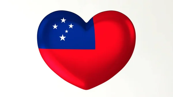 Tvaru Srdce Tlačítko Pin Ilustrace Vykreslení Vlajka Miluji Samoa — Stock fotografie