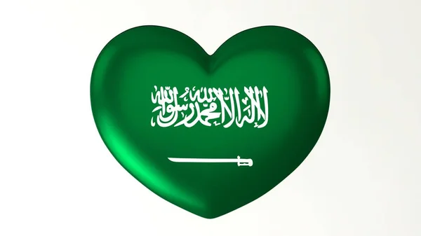 Hart Vormige Knop Pin Illustratie Renderen Vlag Hou Van Saoedi — Stockfoto
