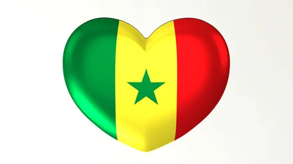 Szív Alakú Gomb Pin Illusztráció Render Zászló Szeretem Szenegál — Stock Fotó