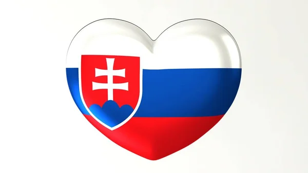 Kalp şeklindeki düğme PIN 3d çizim render bayrak Slovakya seviyorum