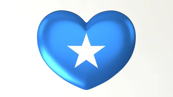 Heart Shaped Button Pin Illustration Render Flag Love Somalia — Stock Photo, Image