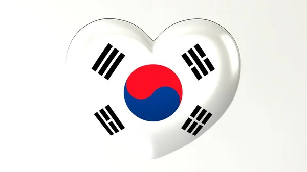 Herzförmige Taste Pin Abbildung Rendern Flagge Ich Liebe Südkorea — Stockfoto